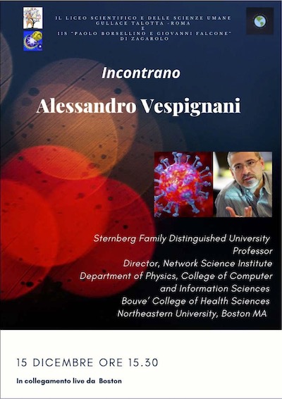 Il Liceo Incontra Alessandro Vespignani il 15 dicembre 2020